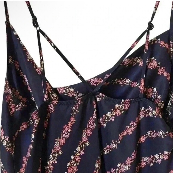 Free People Floral Black Satin Spaghetti Strap Mini
Slip Dress Y2K - Picture 4 of 7